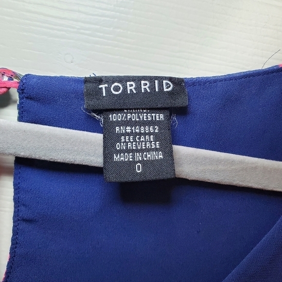 Torrid Floral Print Blue & Pink Chiffon Layered Tank Blouse Top Size 1X - Picture 8 of 8